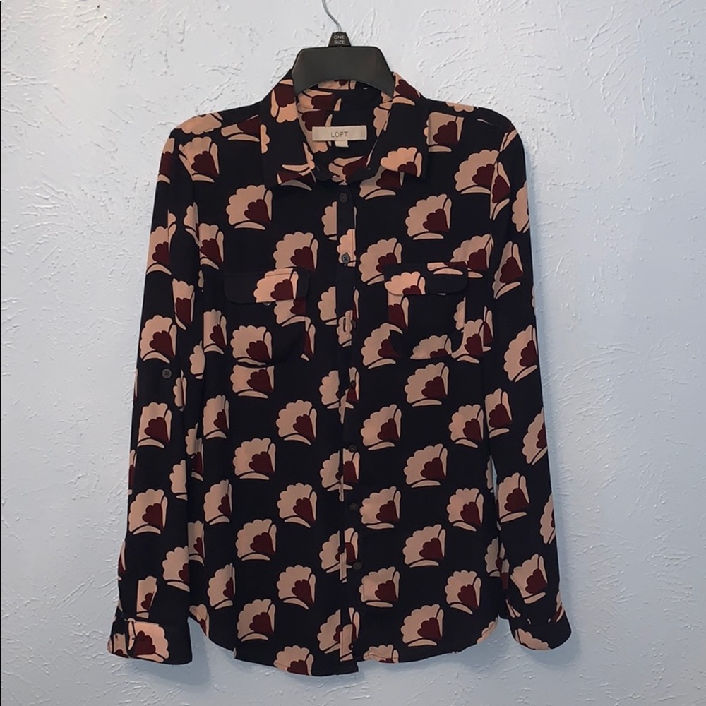 Floral Print Loft Button Down Blouse